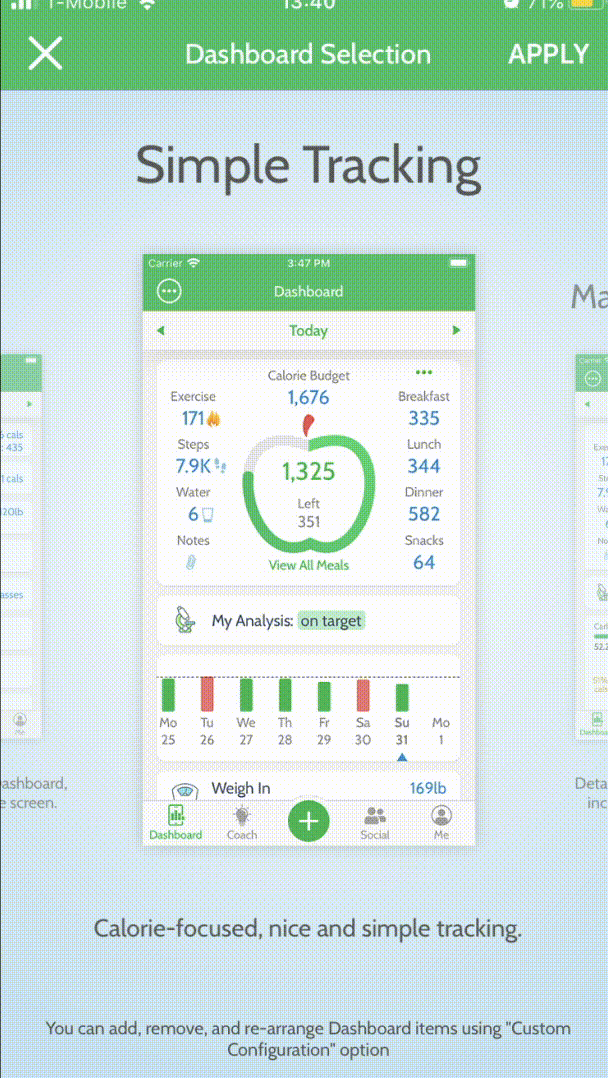 dashboard selection